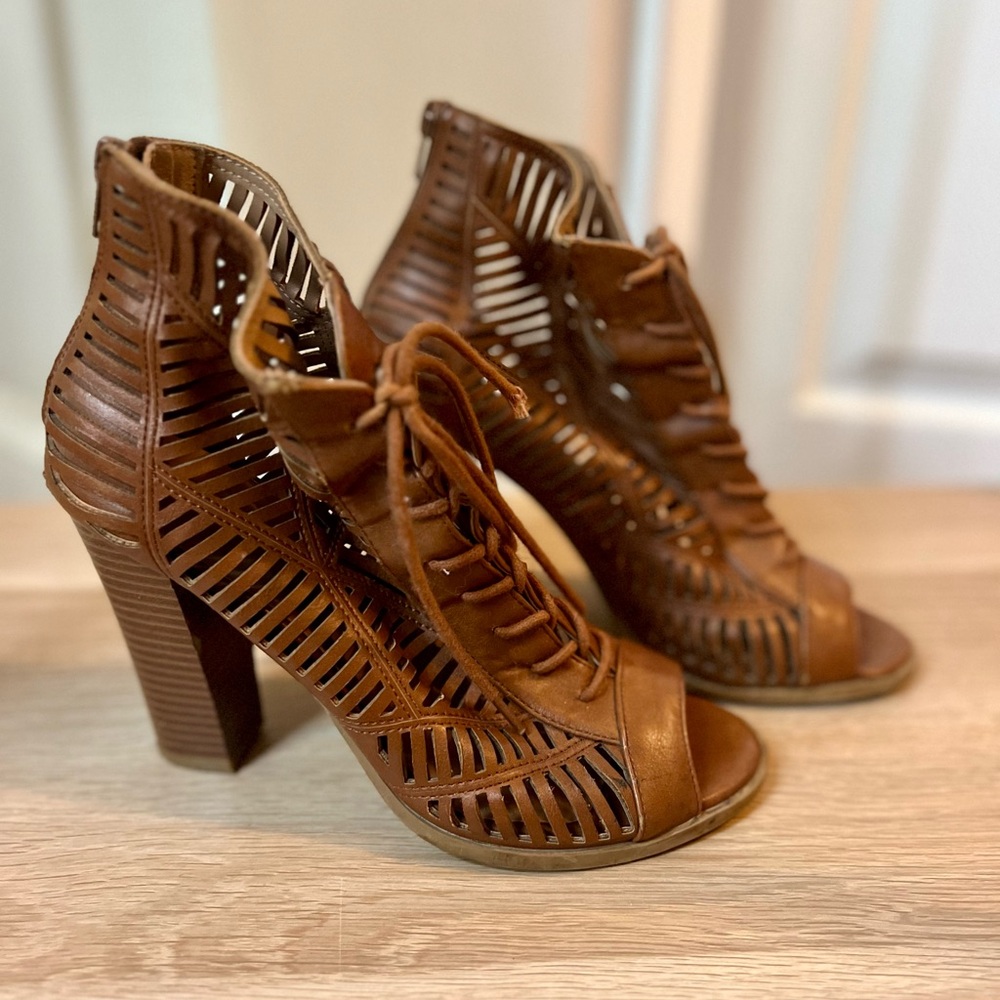 Brown Strappy Heeled Sandals